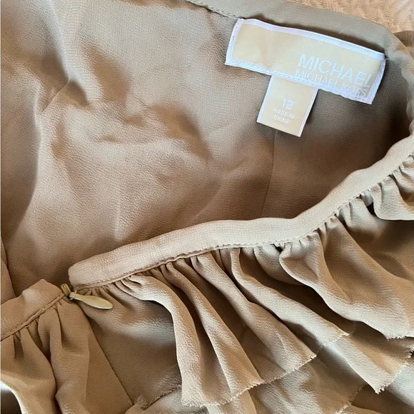 Michael Kors ruffle pleats pleated ruffles skirt nude beige khaki spring summer - Picture 5 of 7
